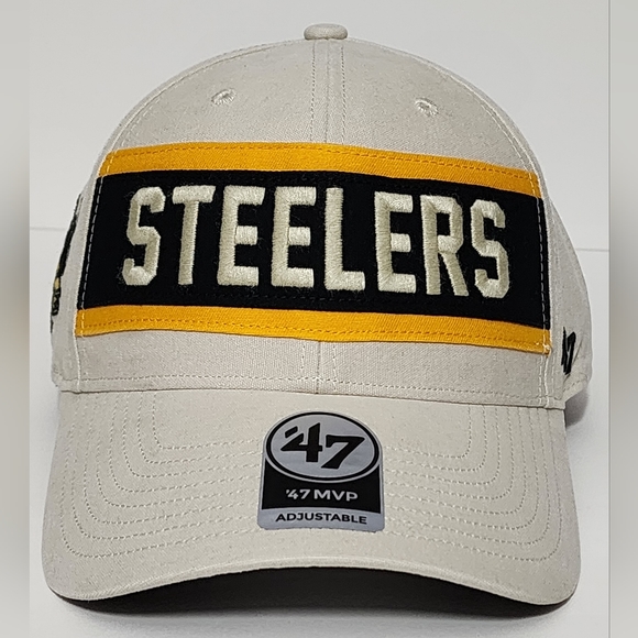 Pittsburgh Steelers '47 Brand MVP Adjustable Crossroad White Hat NWT NFL - Picture 1 of 9